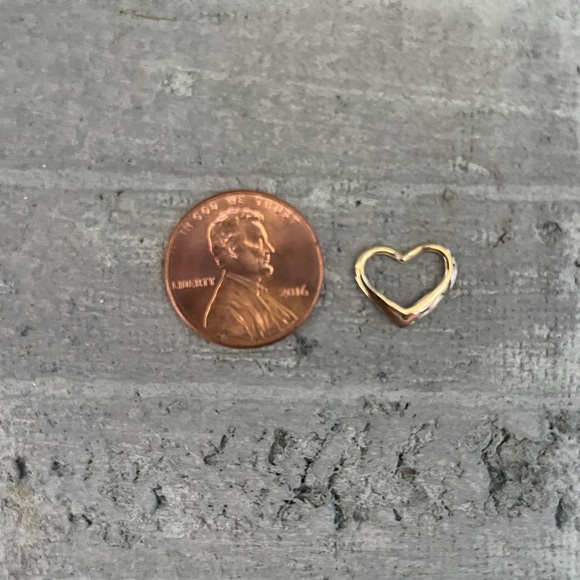 10k Yellow, White or Rose Gold Mini Floating Necklace Heart Slide Charm Pendant - Picture 13 of 16